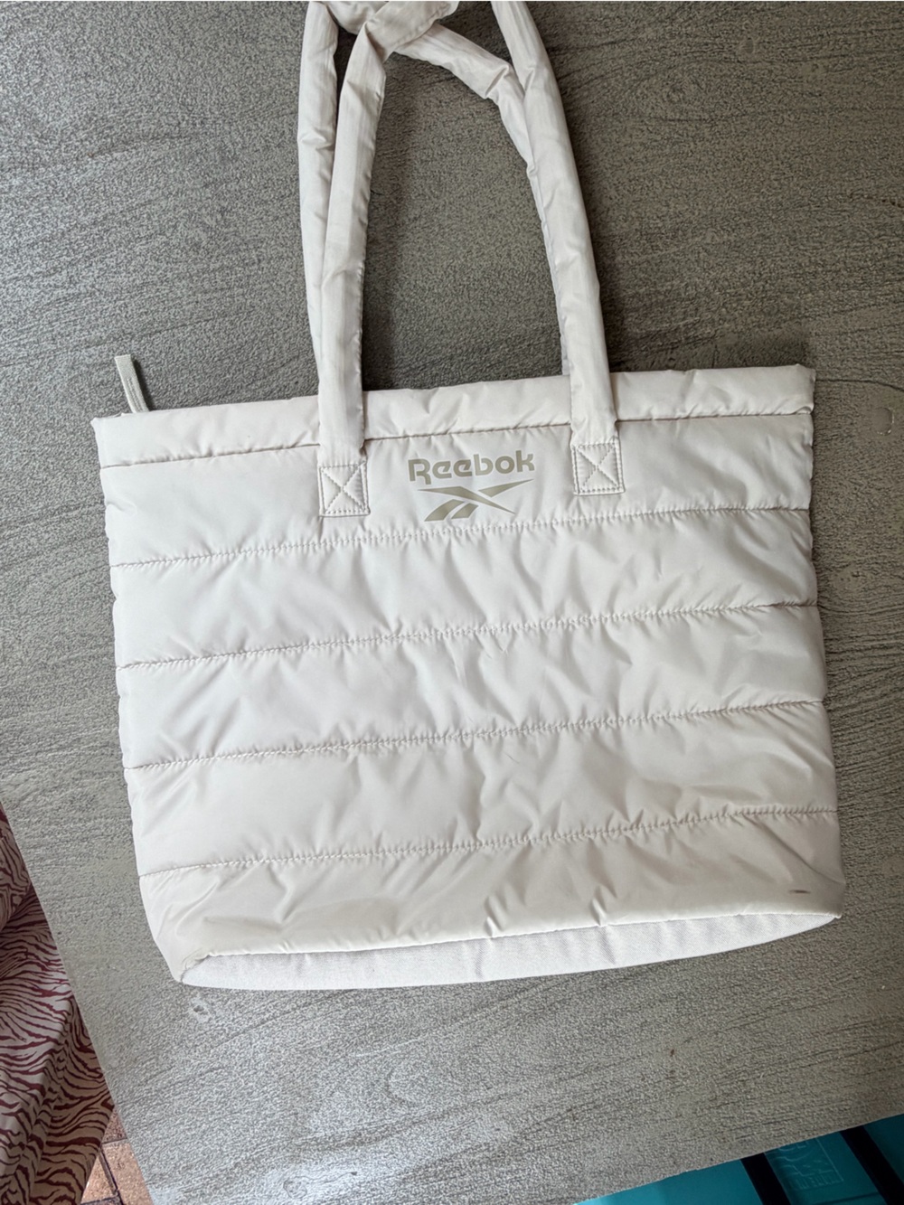 Reebok Cream Quilted Tote Bag
